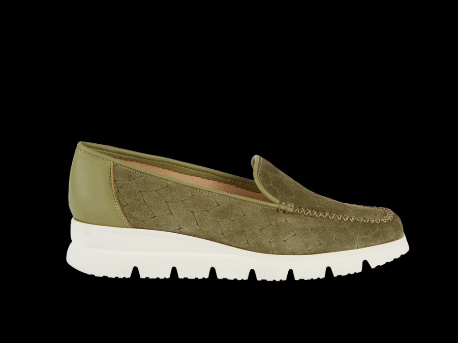 Flats BRUNATE | Sporty Loafer In Green With Waves