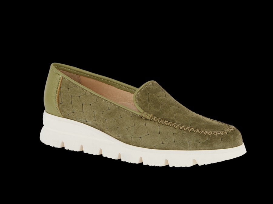 Flats BRUNATE | Sporty Loafer In Green With Waves