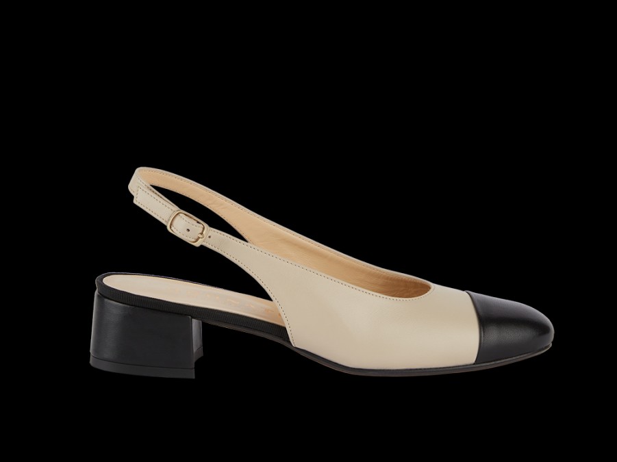 Sandals BRUNATE | Beige Slingback With Black Tip