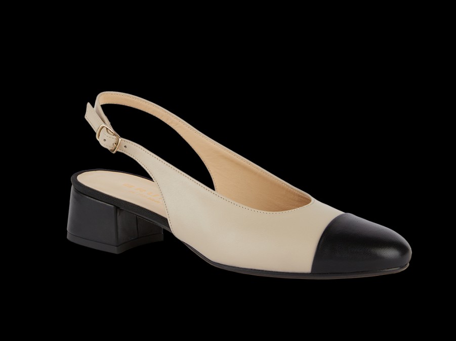 Sandals BRUNATE | Beige Slingback With Black Tip