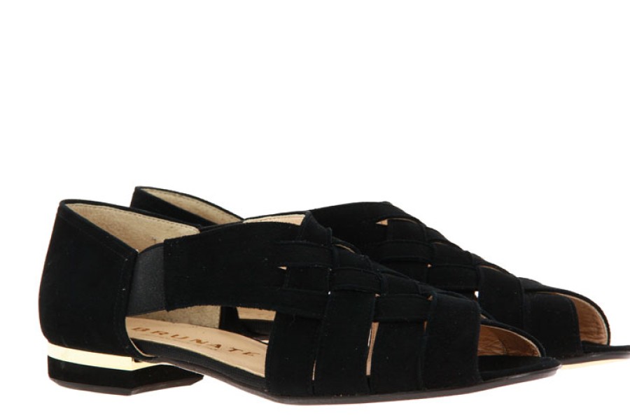 Sandals Brunate | Brunate Sandals Flex Camoscio Elastico Nero