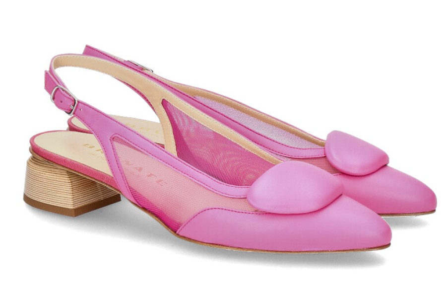 Sandals Brunate | Brunate Sling Pumps Flex Nappa Tulle Pink