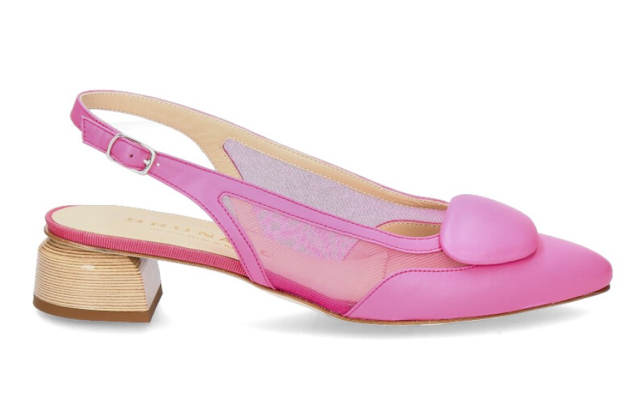 Sandals Brunate | Brunate Sling Pumps Flex Nappa Tulle Pink