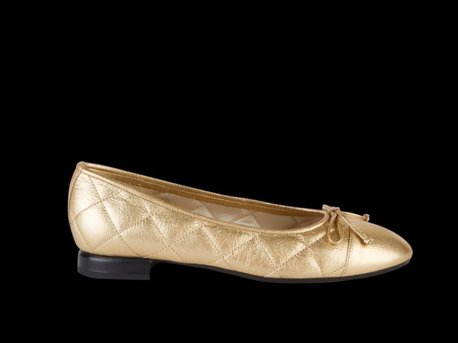 Flats BRUNATE | Quilted Ballerina In Gold