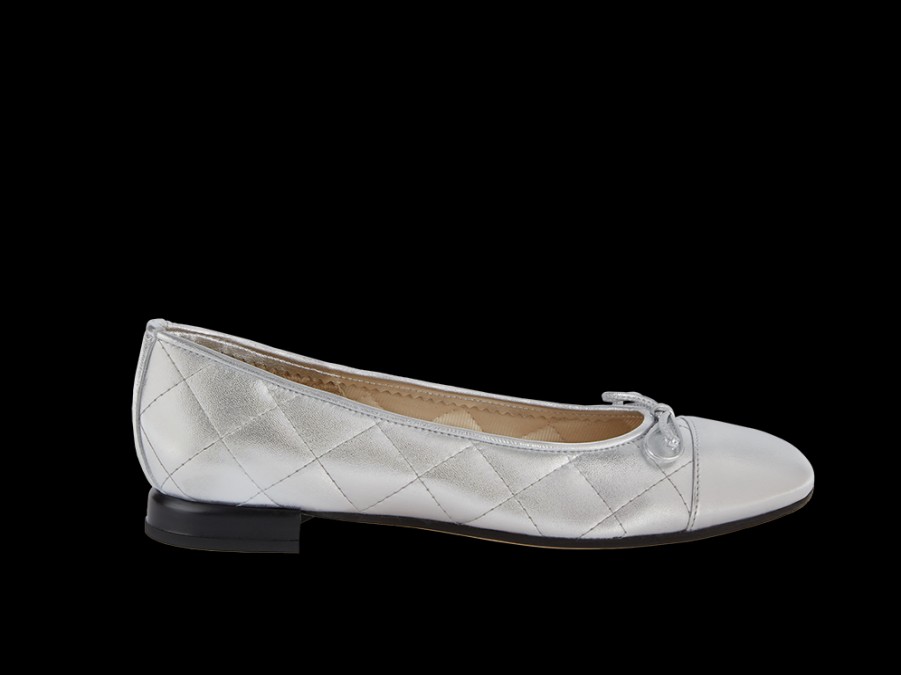 Flats BRUNATE | Quillted Ballerina In Silver