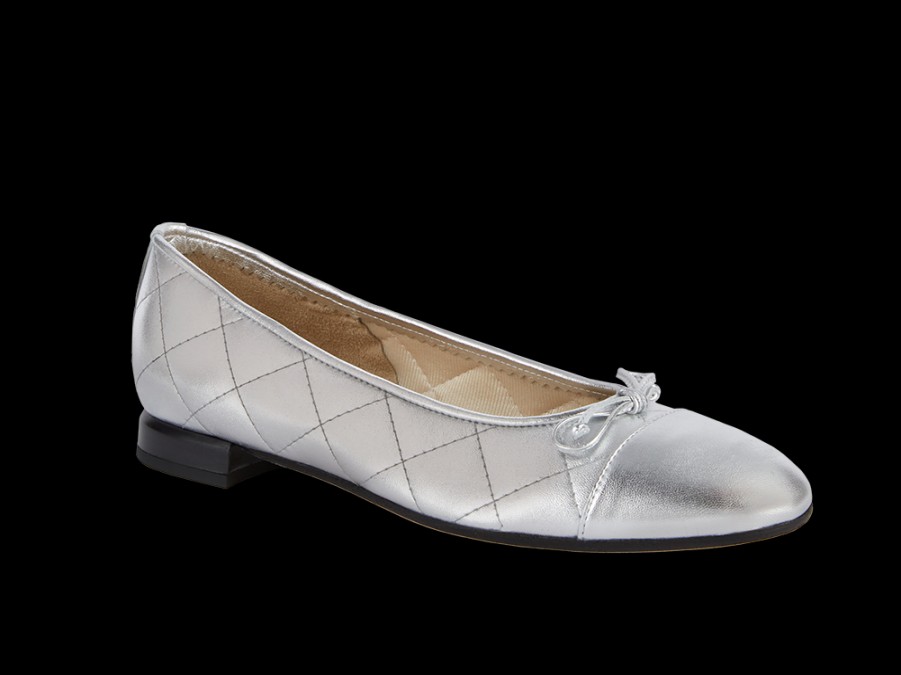 Flats BRUNATE | Quillted Ballerina In Silver