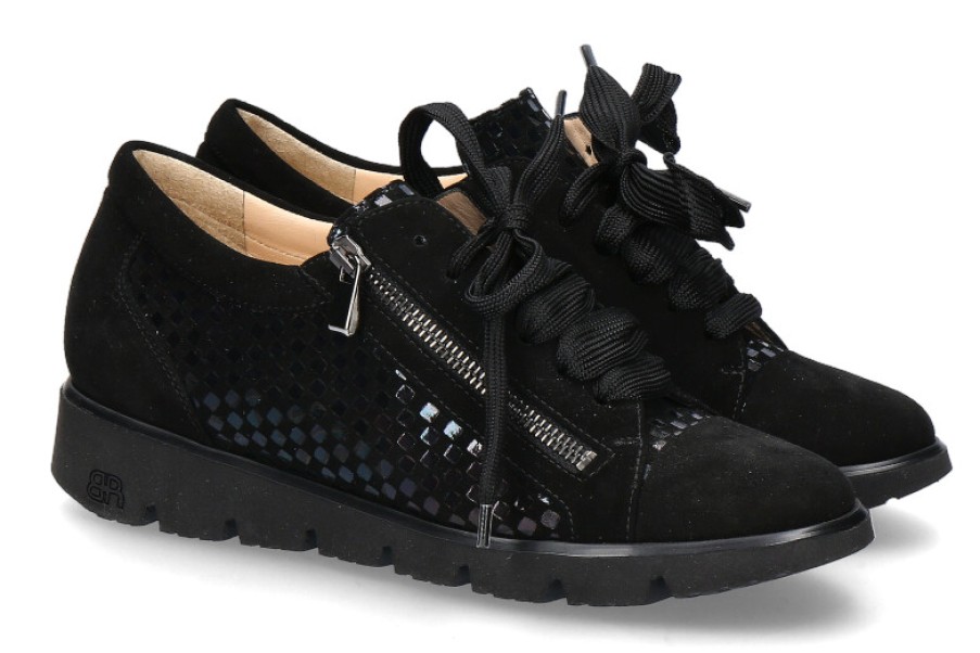 Sneakers Brunate | Brunate Lace-Up Iris Camoscio Nero Jazz Petrol