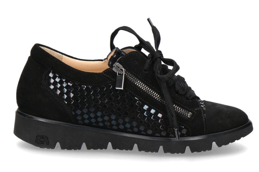 Sneakers Brunate | Brunate Lace-Up Iris Camoscio Nero Jazz Petrol